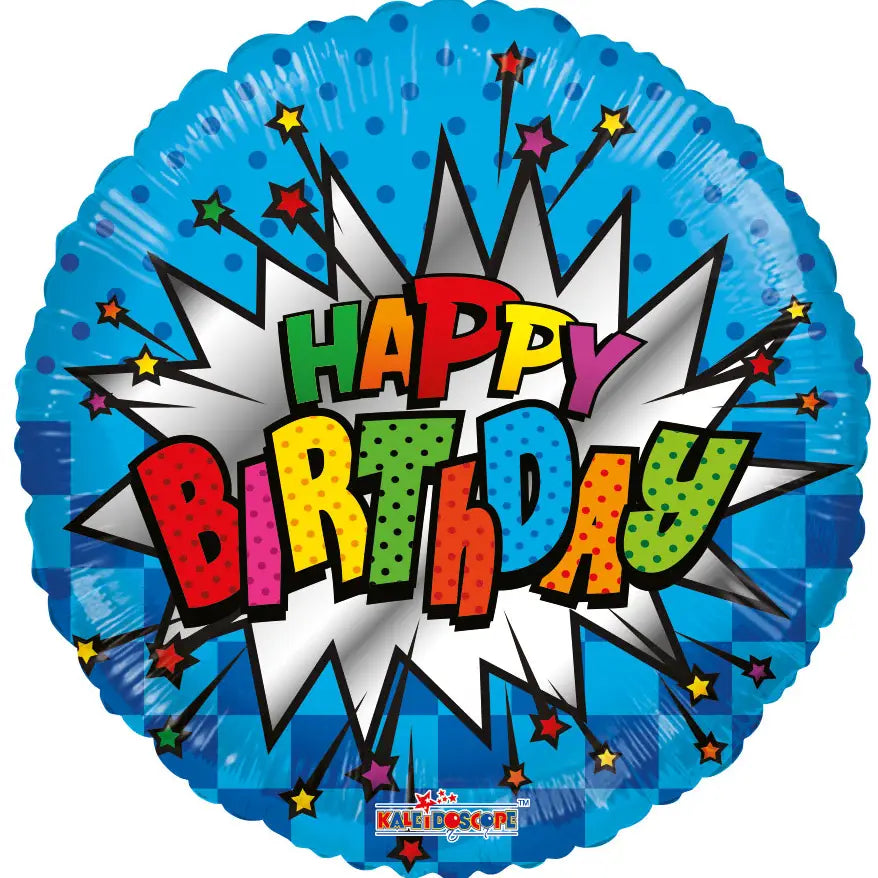18” Starburst Happy Birthday Balloon