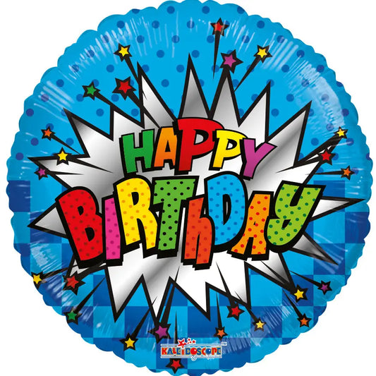 18” Starburst Happy Birthday Balloon