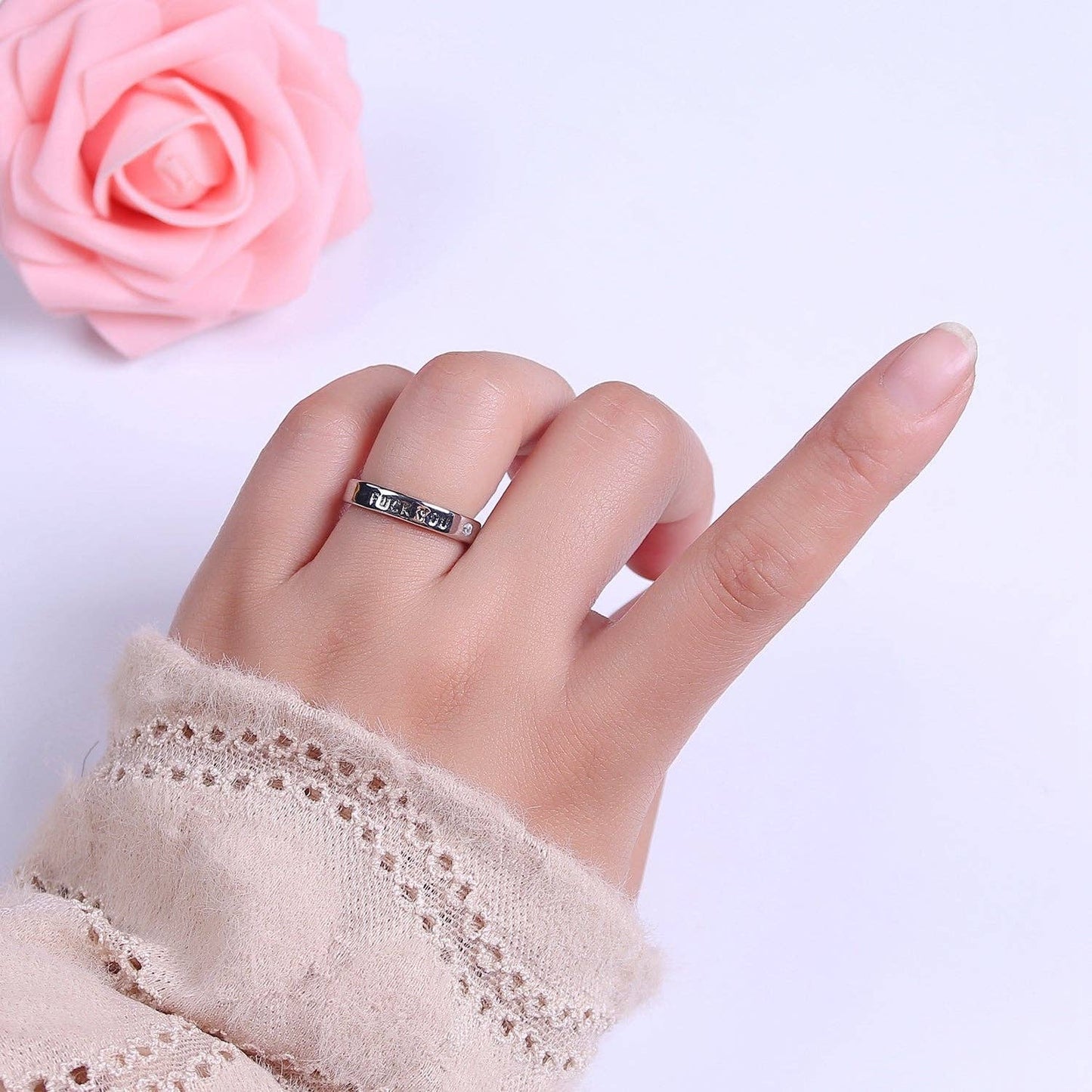 Fuck You Ring statement women ring FU f*ck Silver Band Ring