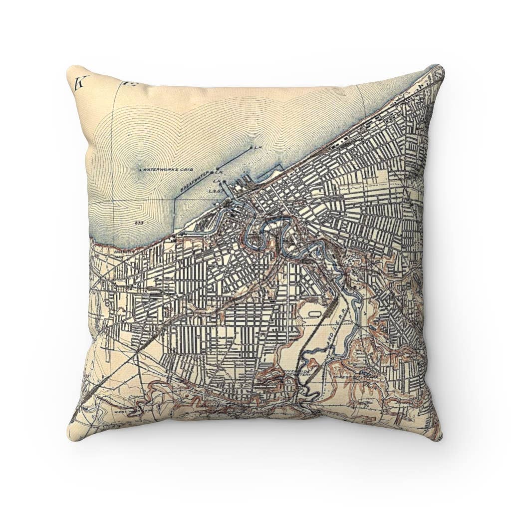 Cleveland Ohio Map Pillow: Cover with Pillow Insert