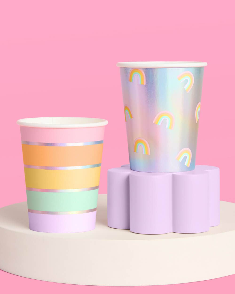 Rainbow Cups - 24 paper cups, Pastel Birthday Party
