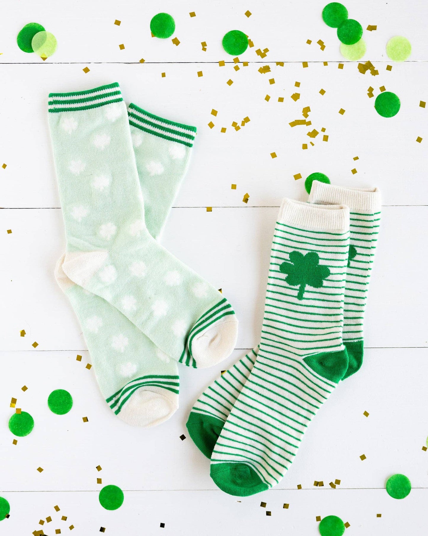 Striped Shamrock Socks: Child Small
