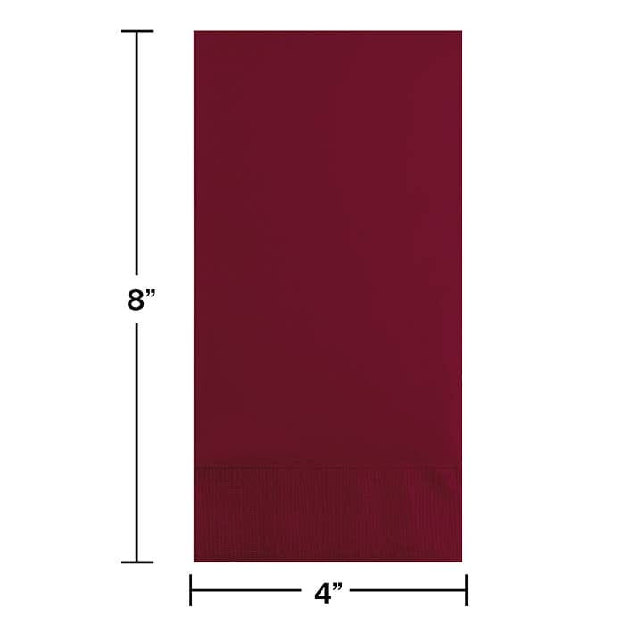 Burgundy 3 Ply Guest Towels, 16/Pkg