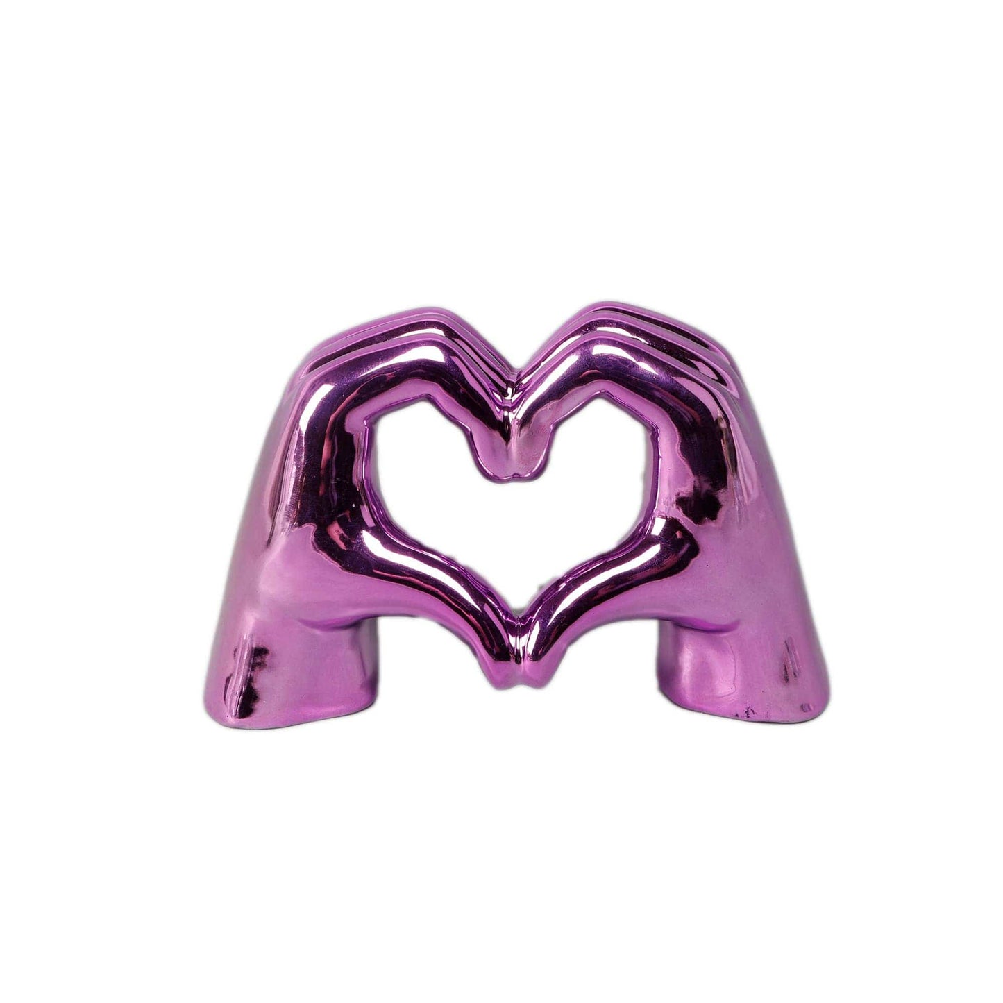 7.5"L METPK Ceramic Heart Hand（Metalic Pink）