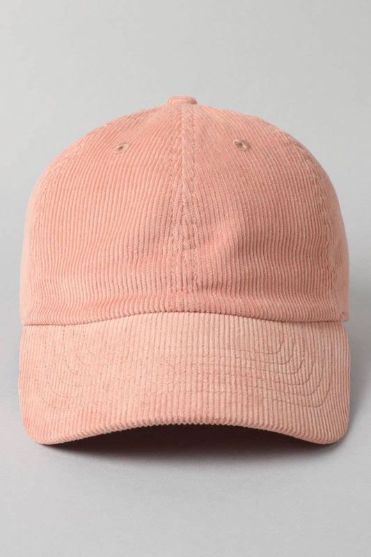 Corduroy Adjustable Cotton Baseball Cap Dad Hat: SMOKEPINK / One Size