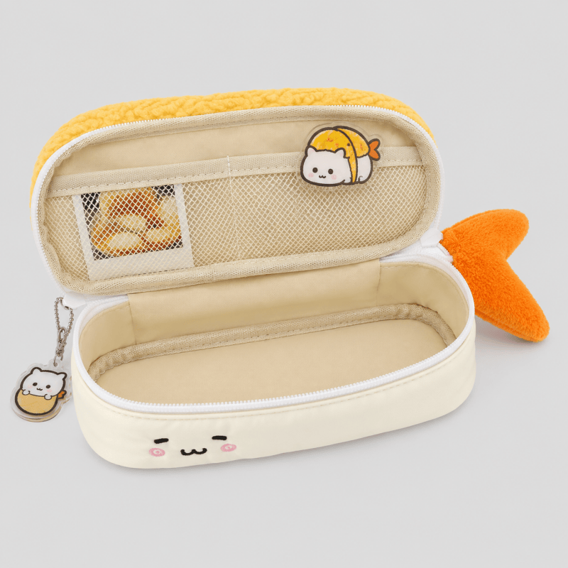 Fried Shrimp Plush Pencil Case: Beige / OS