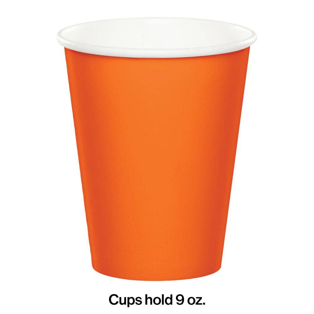 Sunkissed Orange Value 9 oz Hot & Cold Paper Cups, 8/Pkg