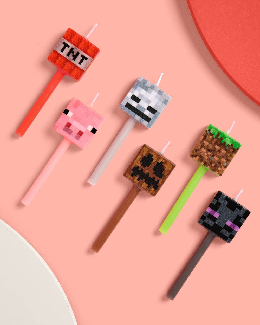 Pixel Minecraft Candles - set of 6, gaming birthday boys