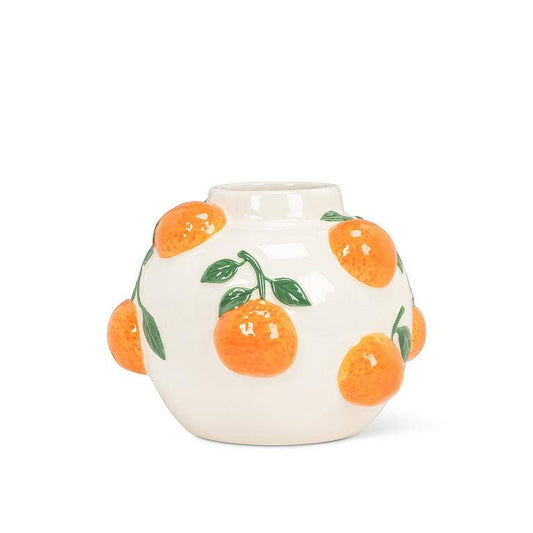 Small  Round Vase with Oranges-5"H