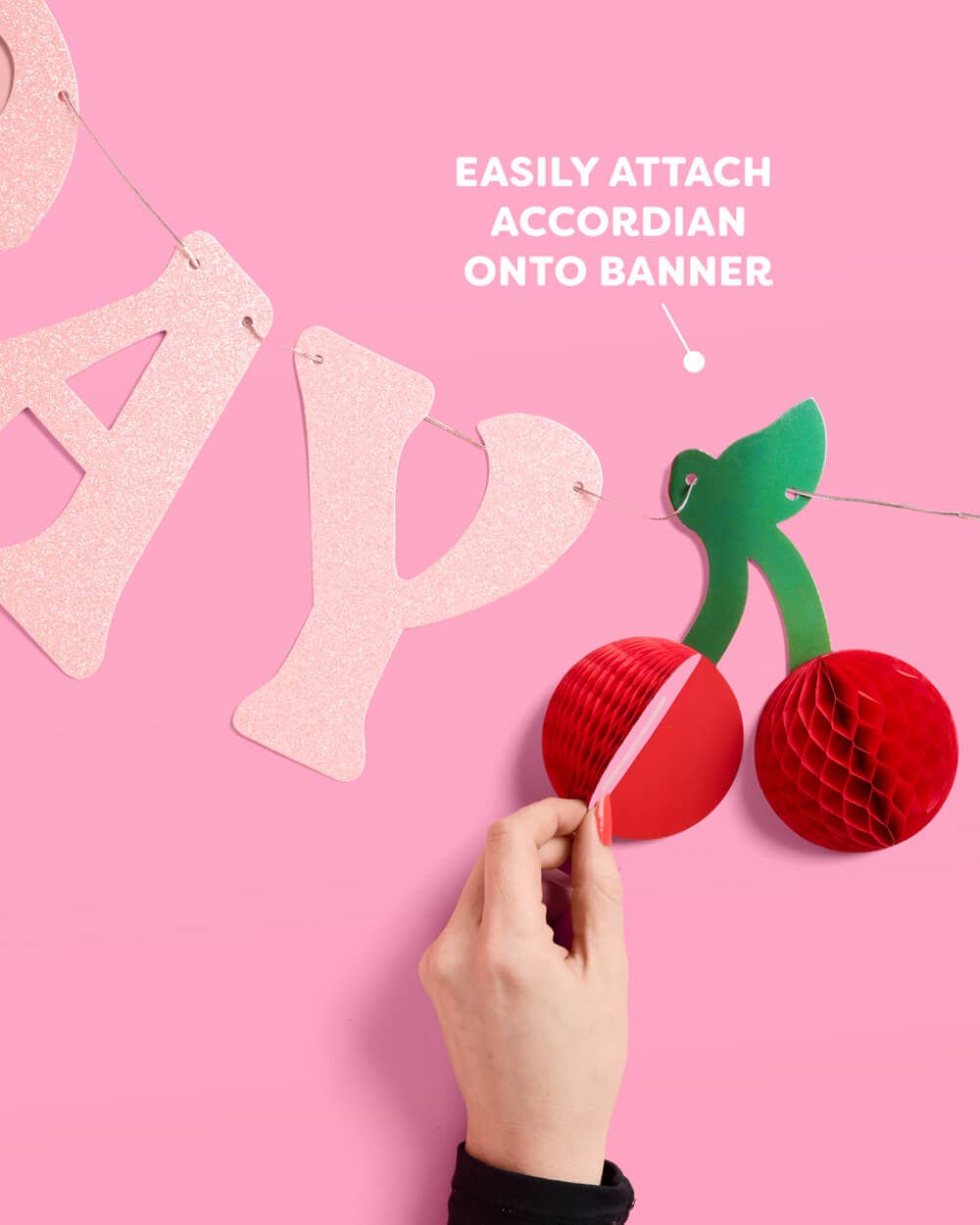 Happy Birthday Cherry Banner | Red party garland, cherry