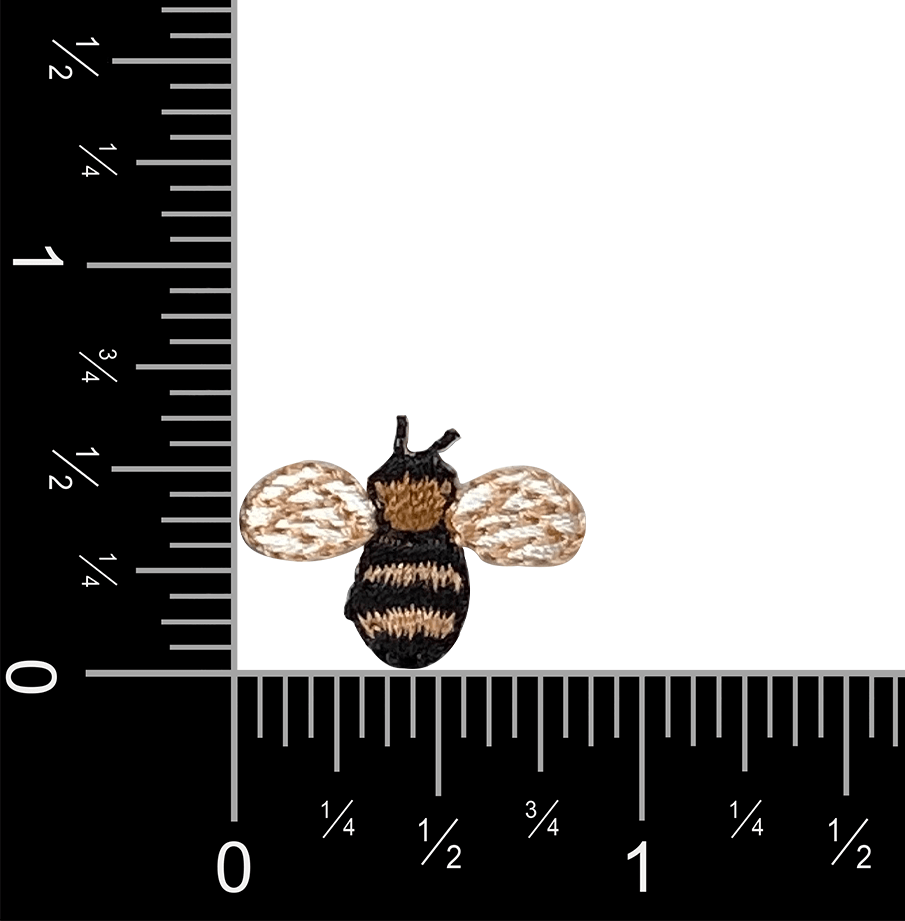 Mini Bumble Bee - Brown/Black - Iron on Applique - Embroidered Patch - 116102A