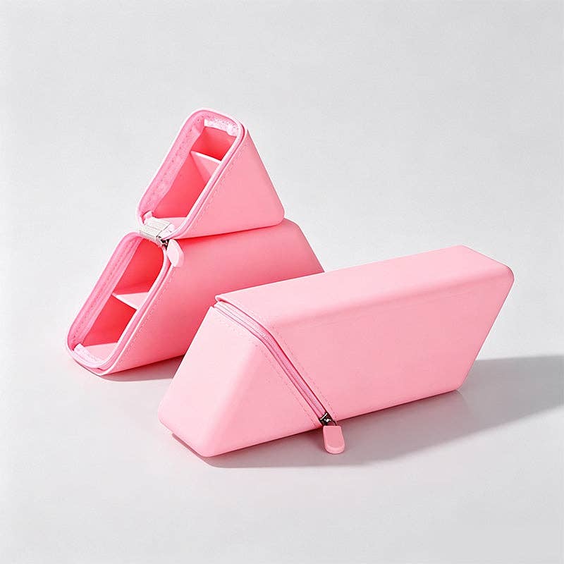 Triangular Standing Silicone Pencil Case: Blue / One Size