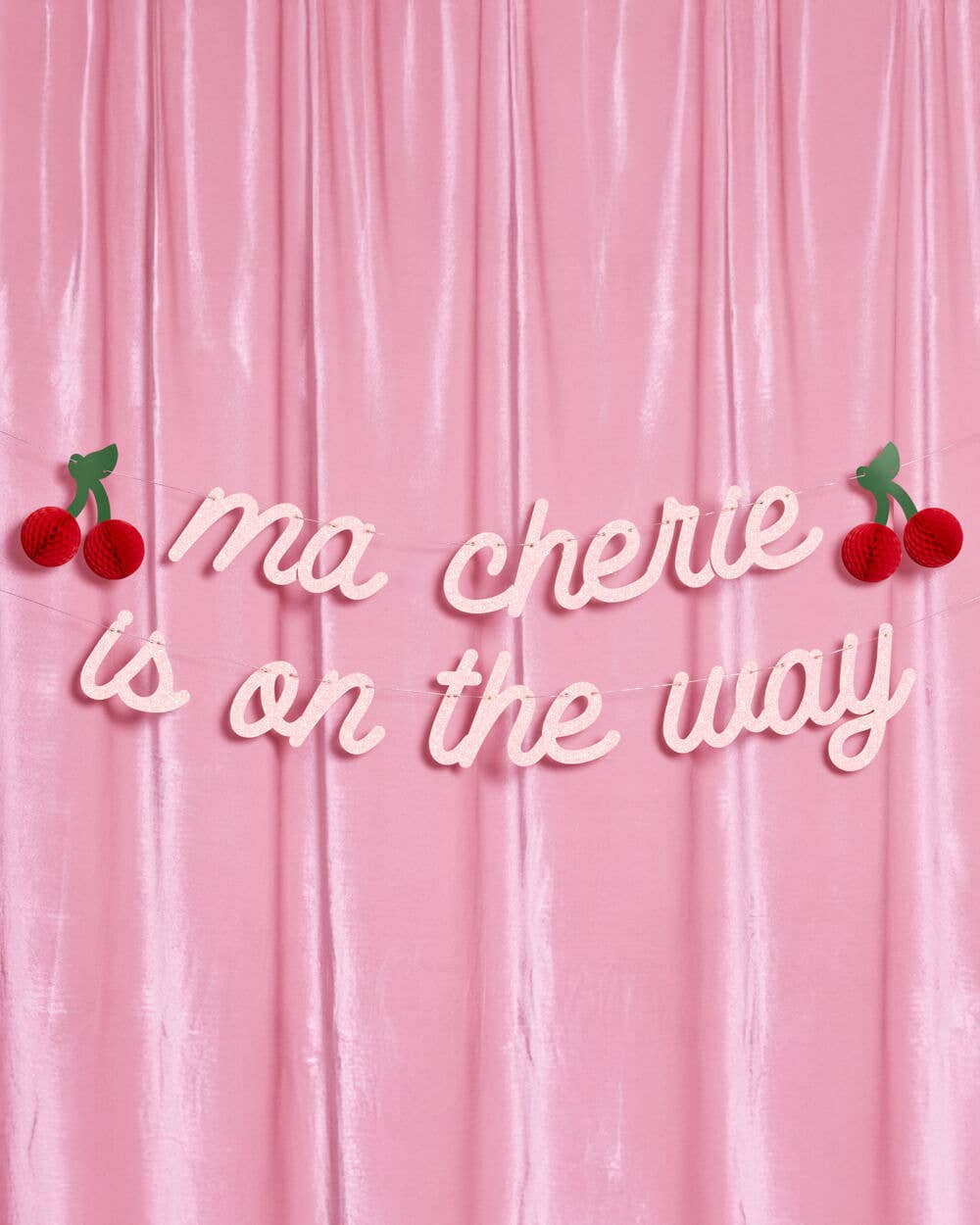 Ma Cherie 3D Glitter Banner - Cherry Baby Shower kids