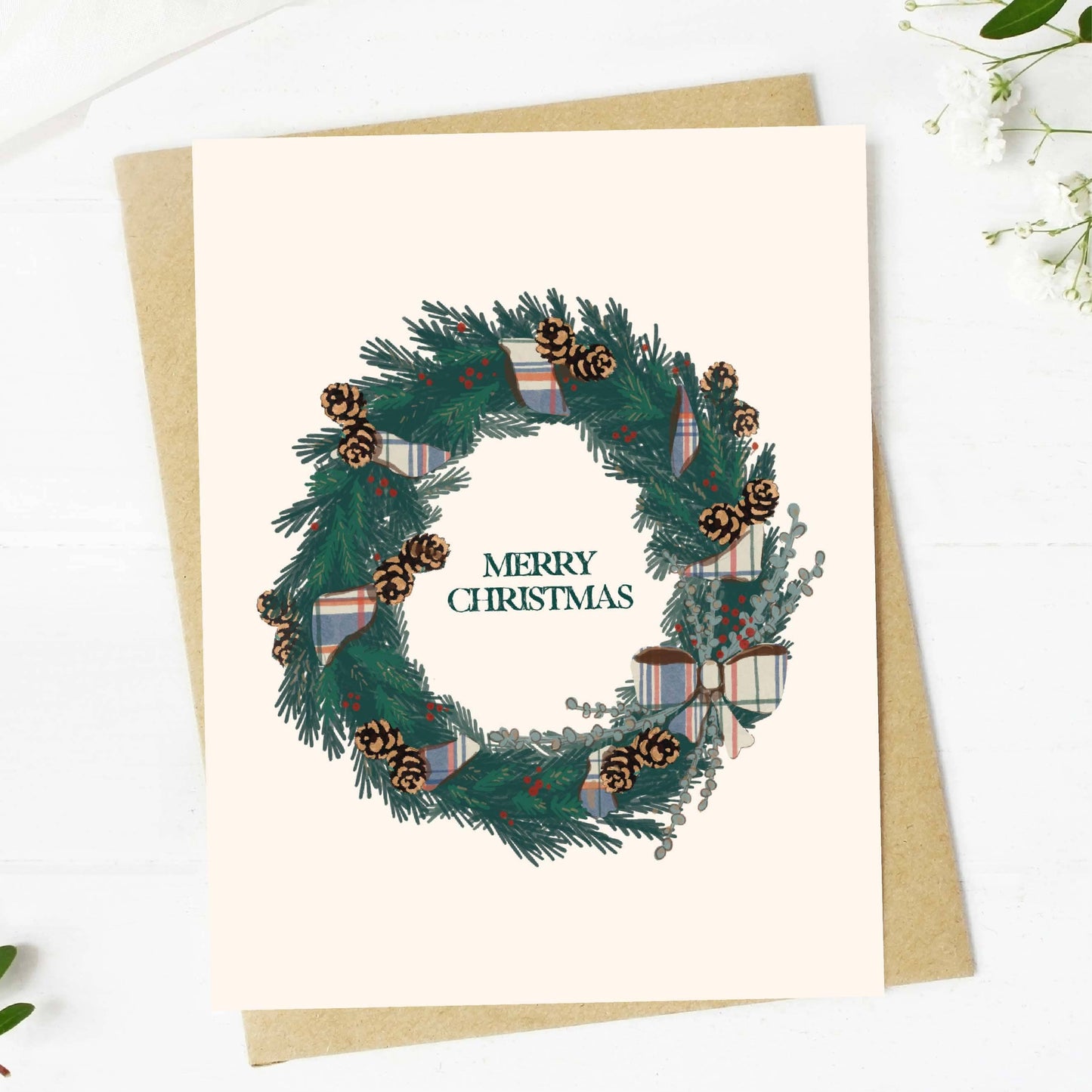 Merry Christmas Wreath Greeting Card