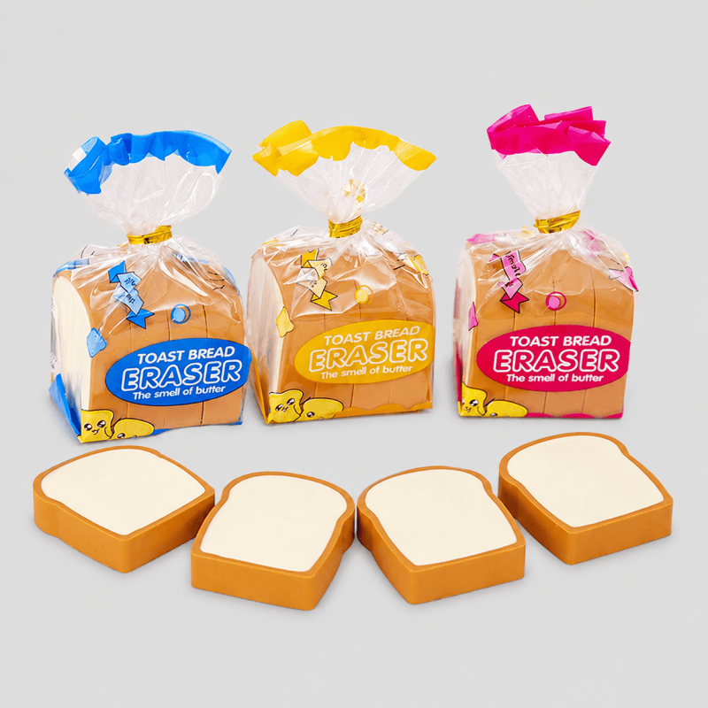 Toast Bread Shaped Eraser Set: Multi Color / One Size/1Pack/4PCS