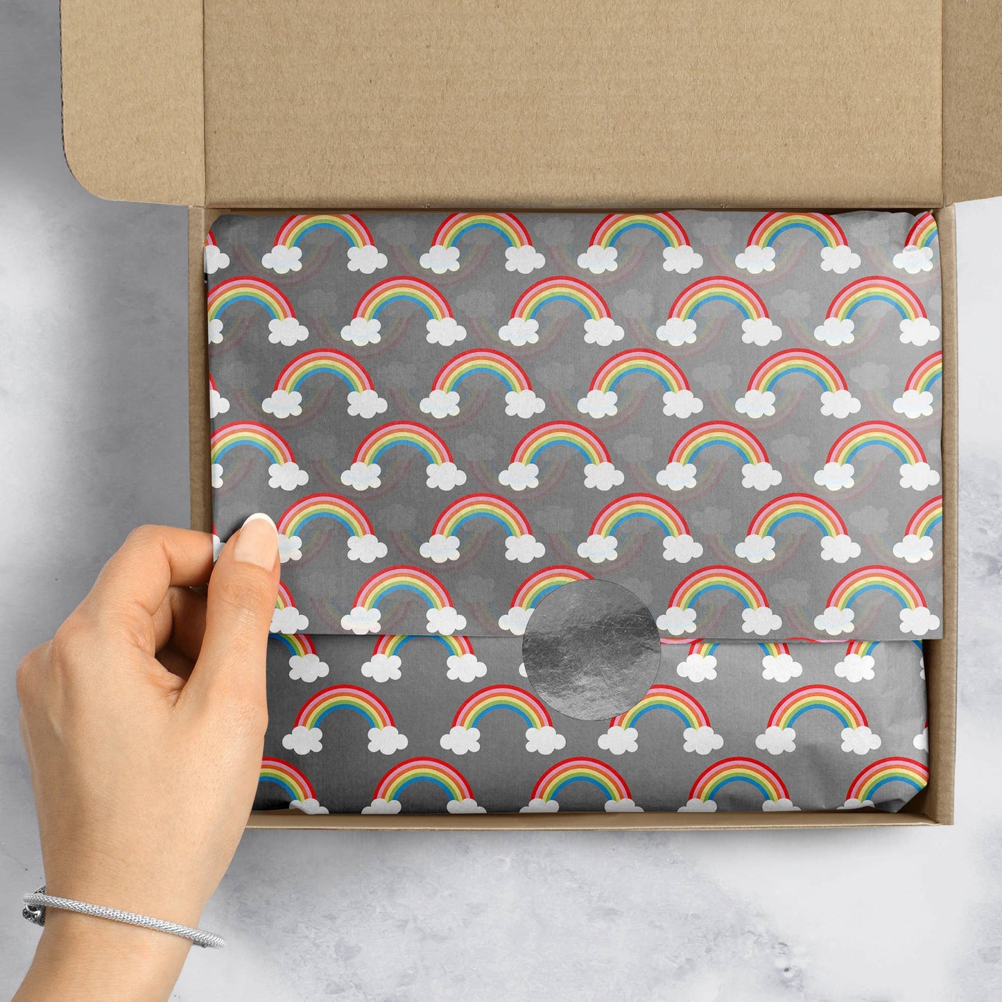 Over the Rainbow Silver - Designer Tissue - Printed