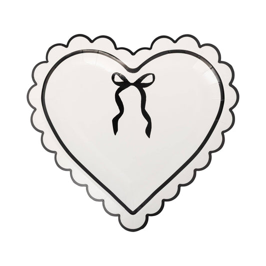 Cream and Black Scalloped Heart Shaped Plate