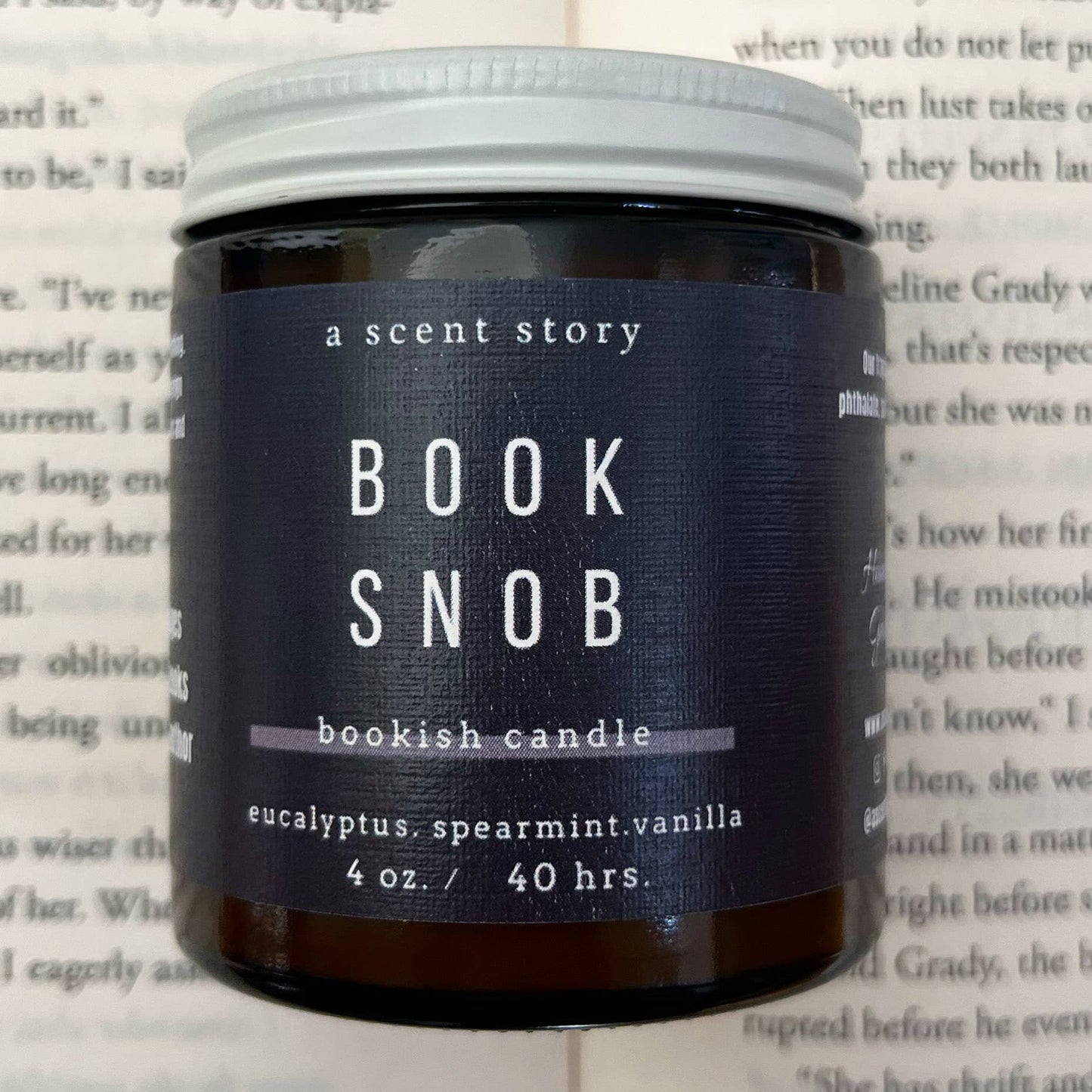 Book Snob | Bookish Candle - Eucalyptus + Spearmint,: 4 oz