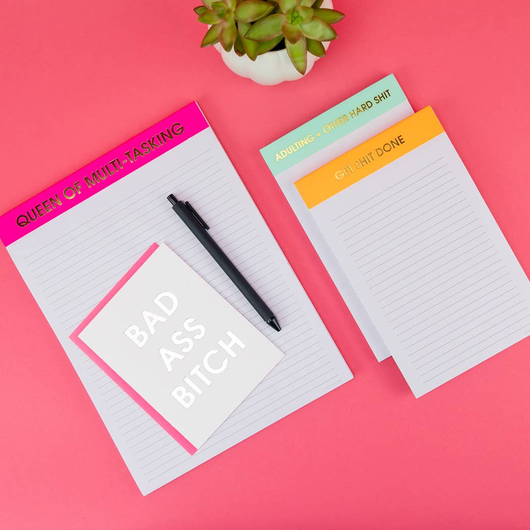 Adulting + Other Hard Shit - Lined Notepad - Sea Foam Green - 65 perforated pages - 5x8