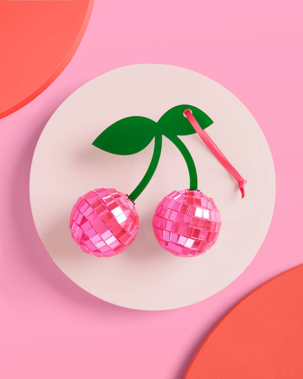 Disco Cherries Ornament - pink disco ornament