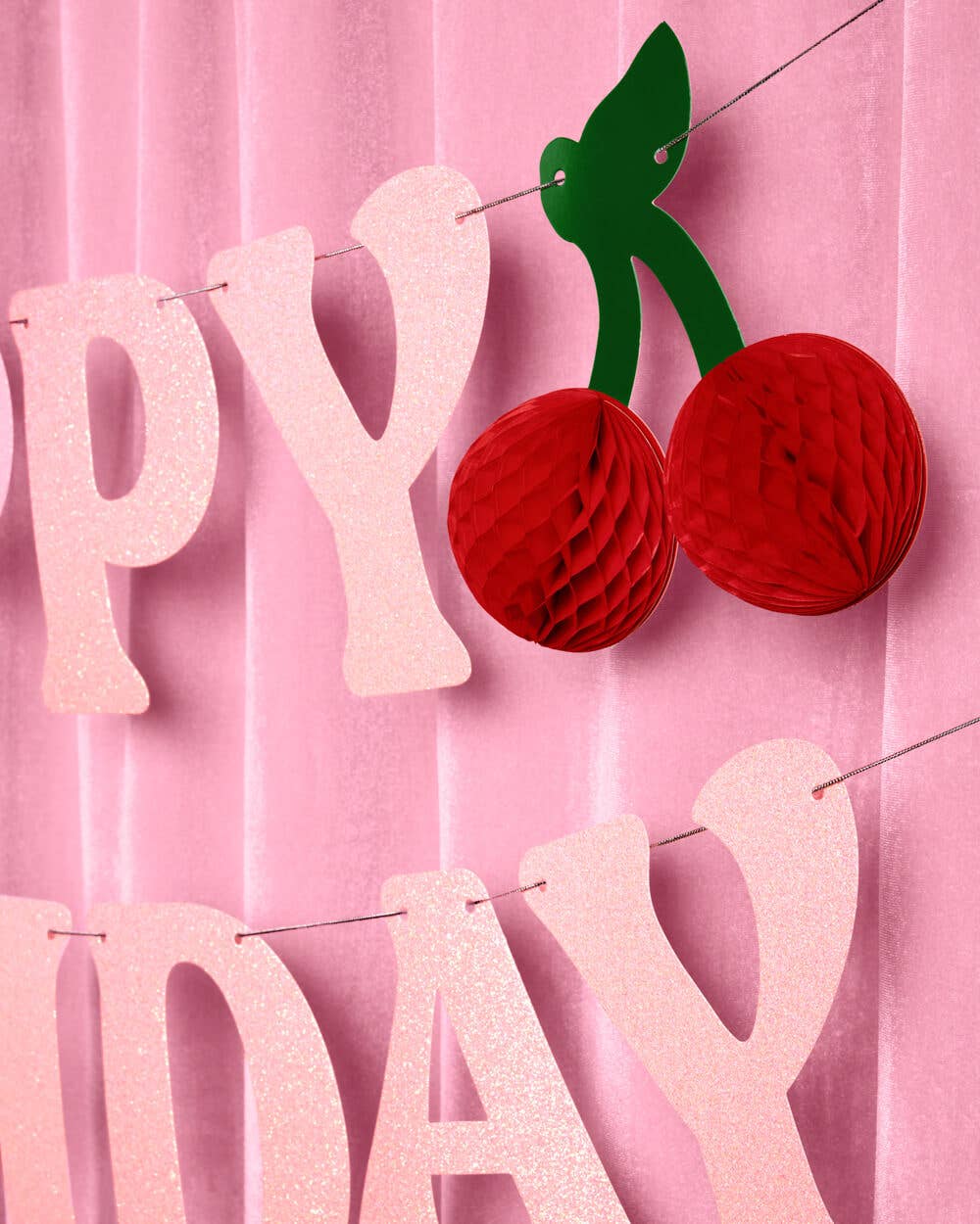 Happy Birthday Cherry Banner | Red party garland, cherry