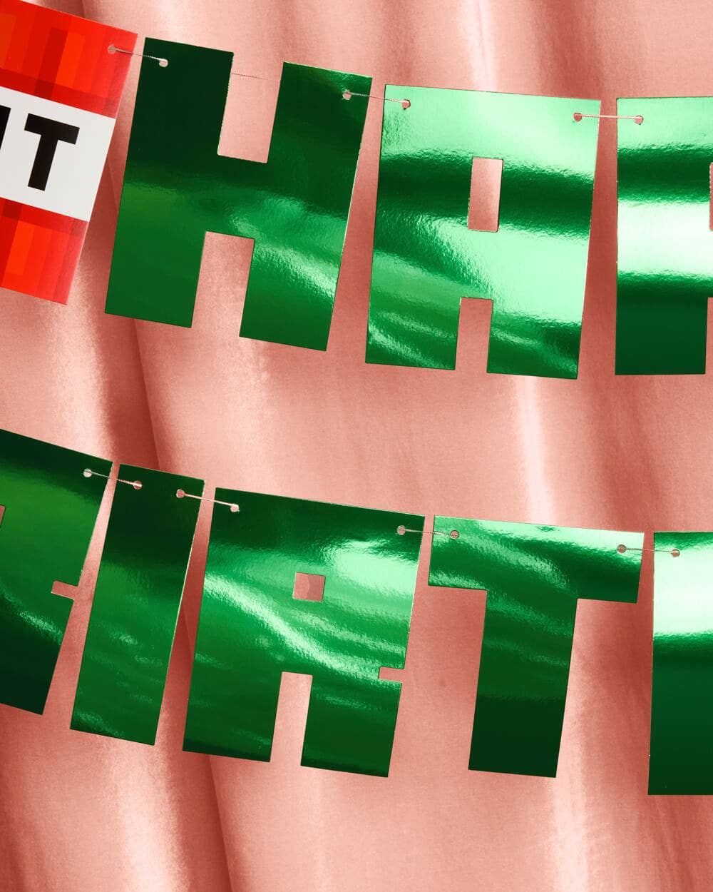 Pixel Minecraft Birthday 6" Banner - green, kids party