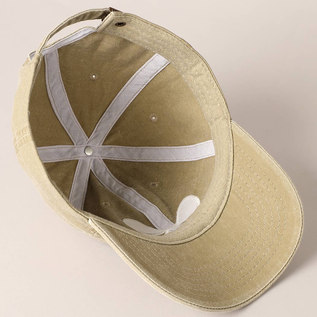 Bow Embroidered Cotton Baseball Cap: Sand / One Size