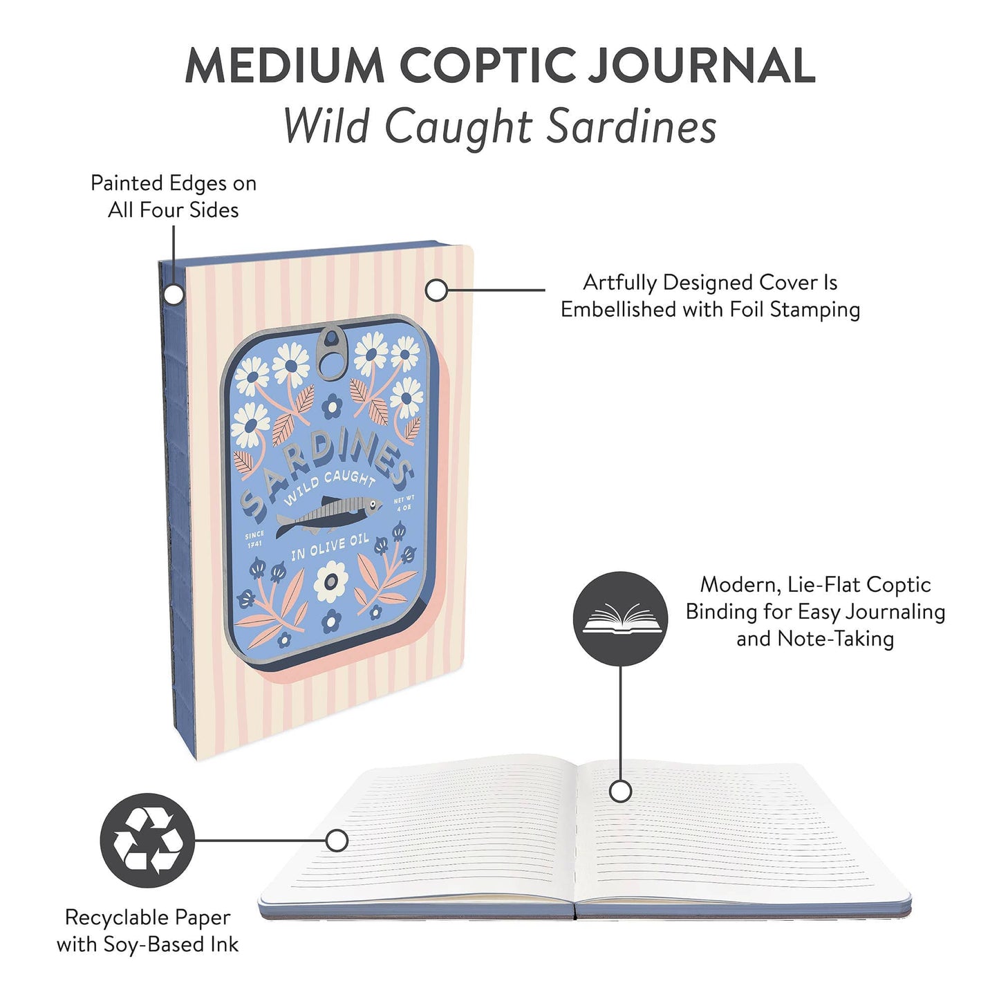 Wild Caught Sardines Medium Coptic-Bound Journal