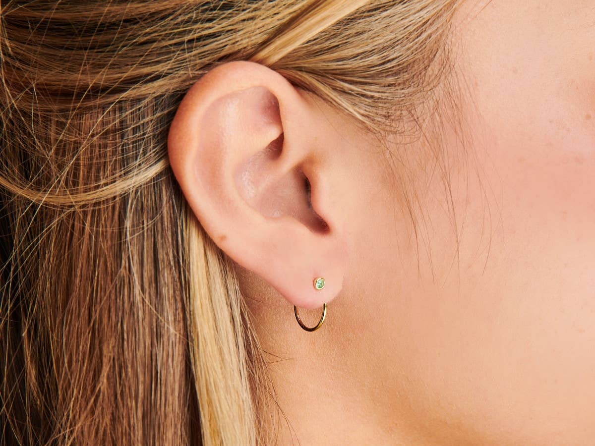 Open Emerald Gold Hoop Earrings