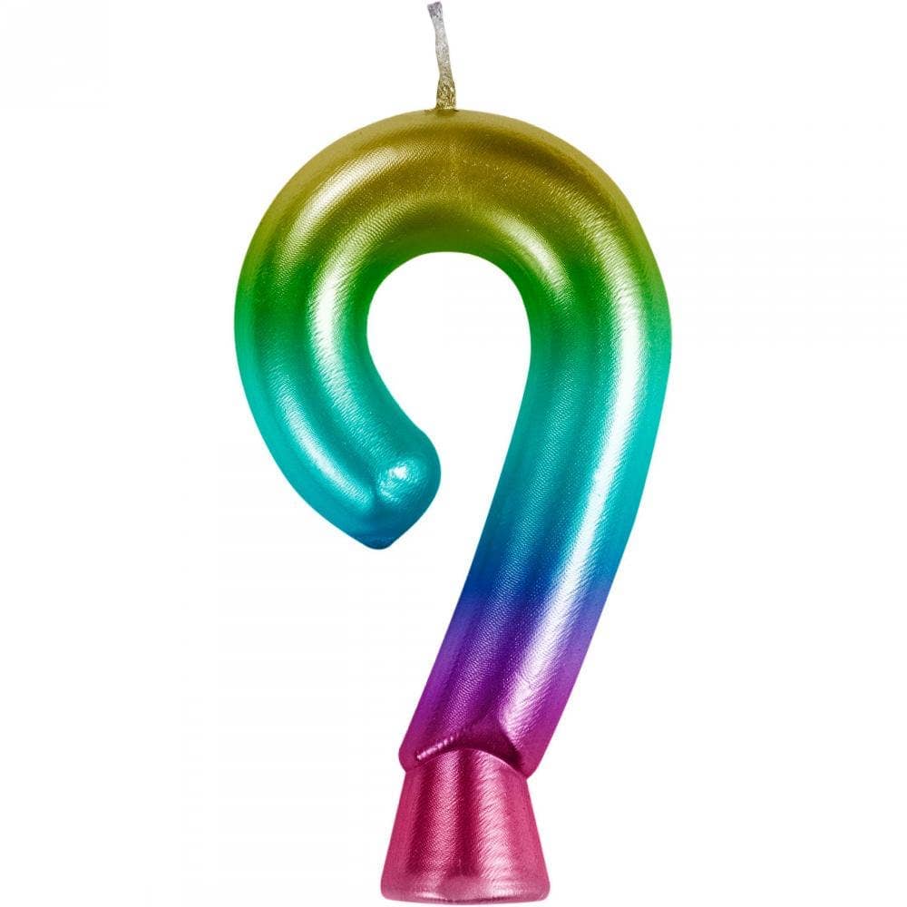 Bulk Rainbow Metallic 9 Birthday Candle  (12 per Case)