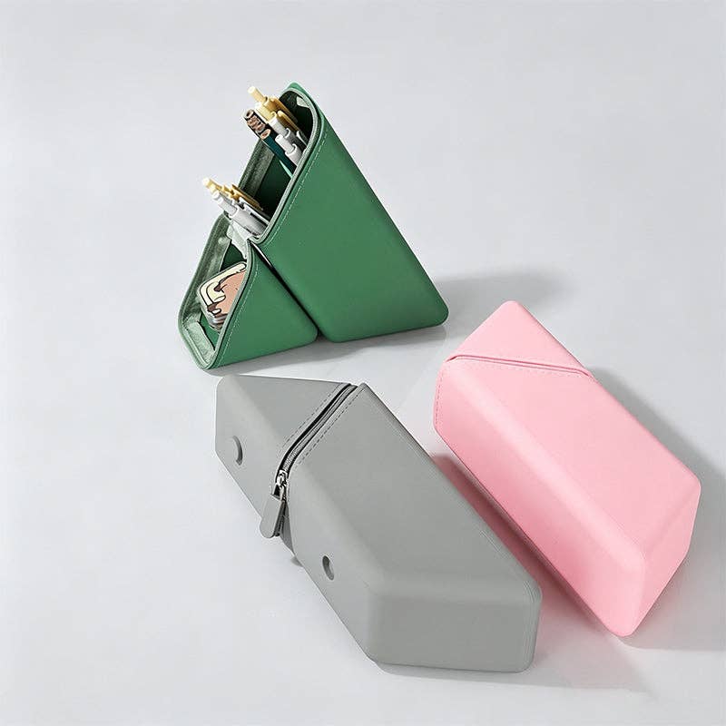 Triangular Standing Silicone Pencil Case: Blue / One Size