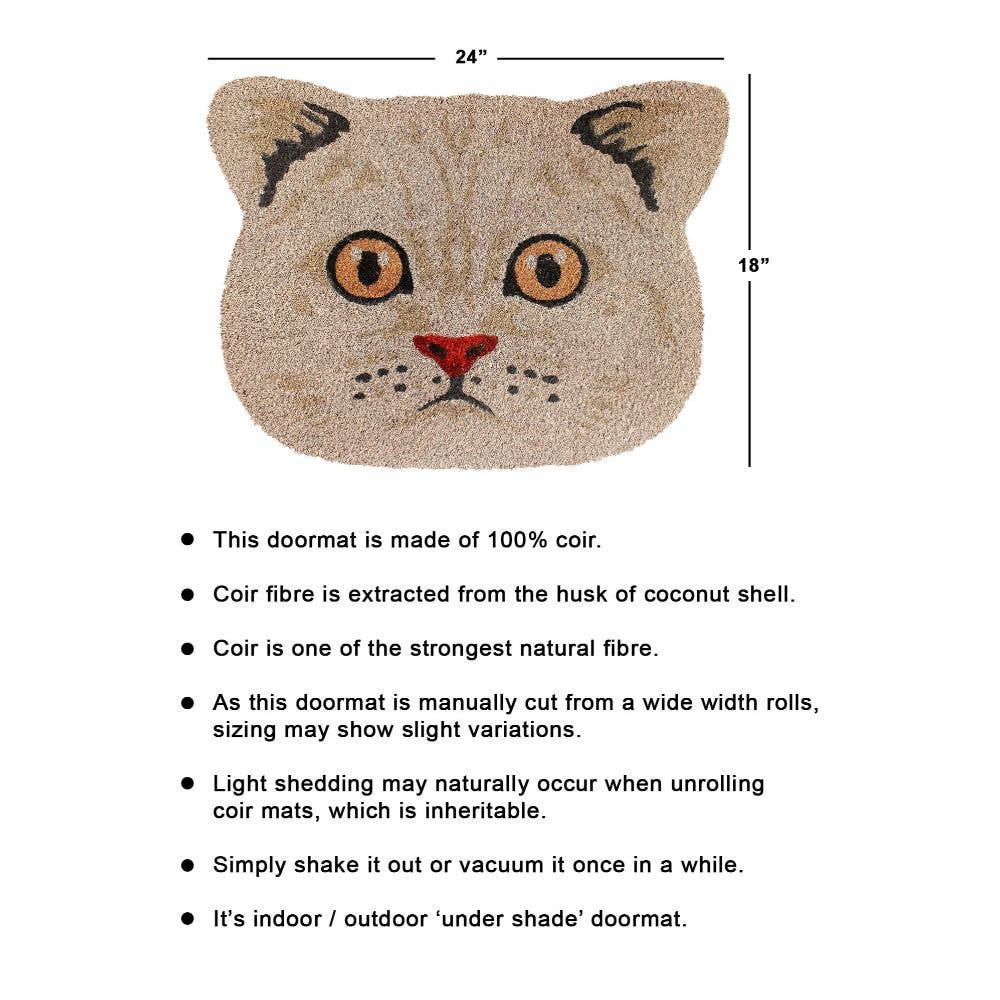 RugSmith Natural Machine Tufted Cute Cat face, 18" x 24"