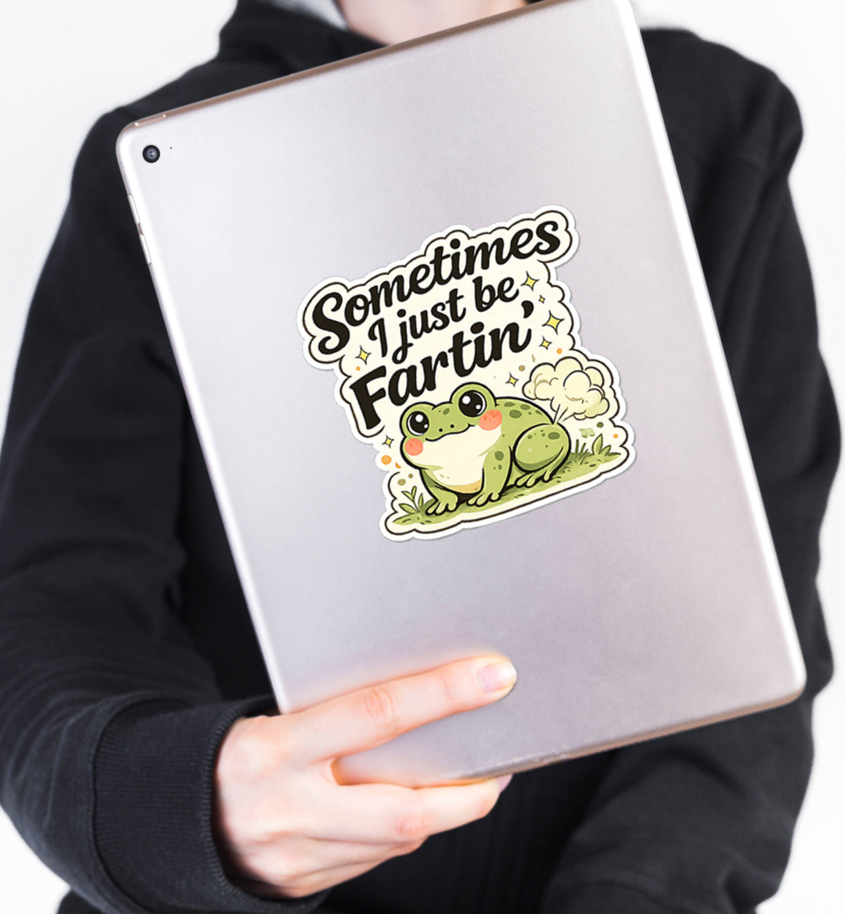 Sometimes I Just Be Fartin Funny Frog Vinyl Sticker: 3" tall