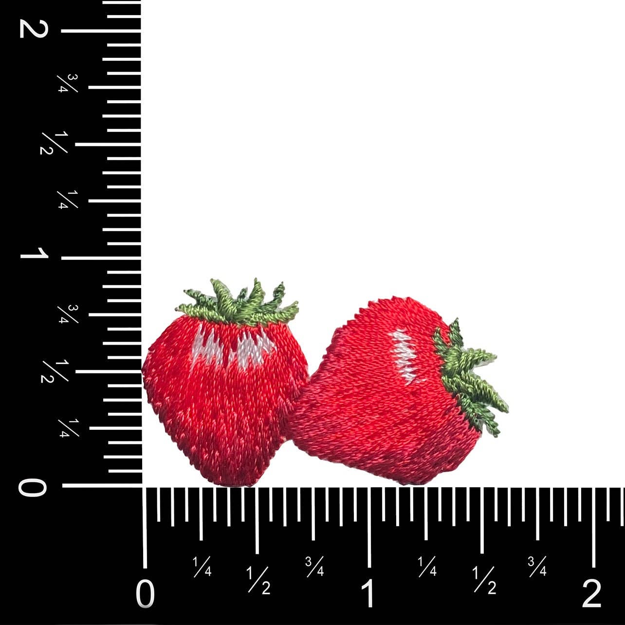 Two Red Strawberries - Embroidered Iron on Patch