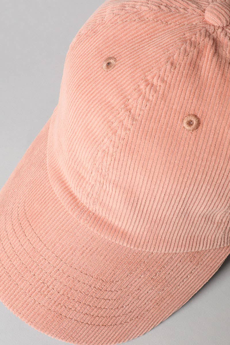 Corduroy Adjustable Cotton Baseball Cap Dad Hat: SMOKEPINK / One Size