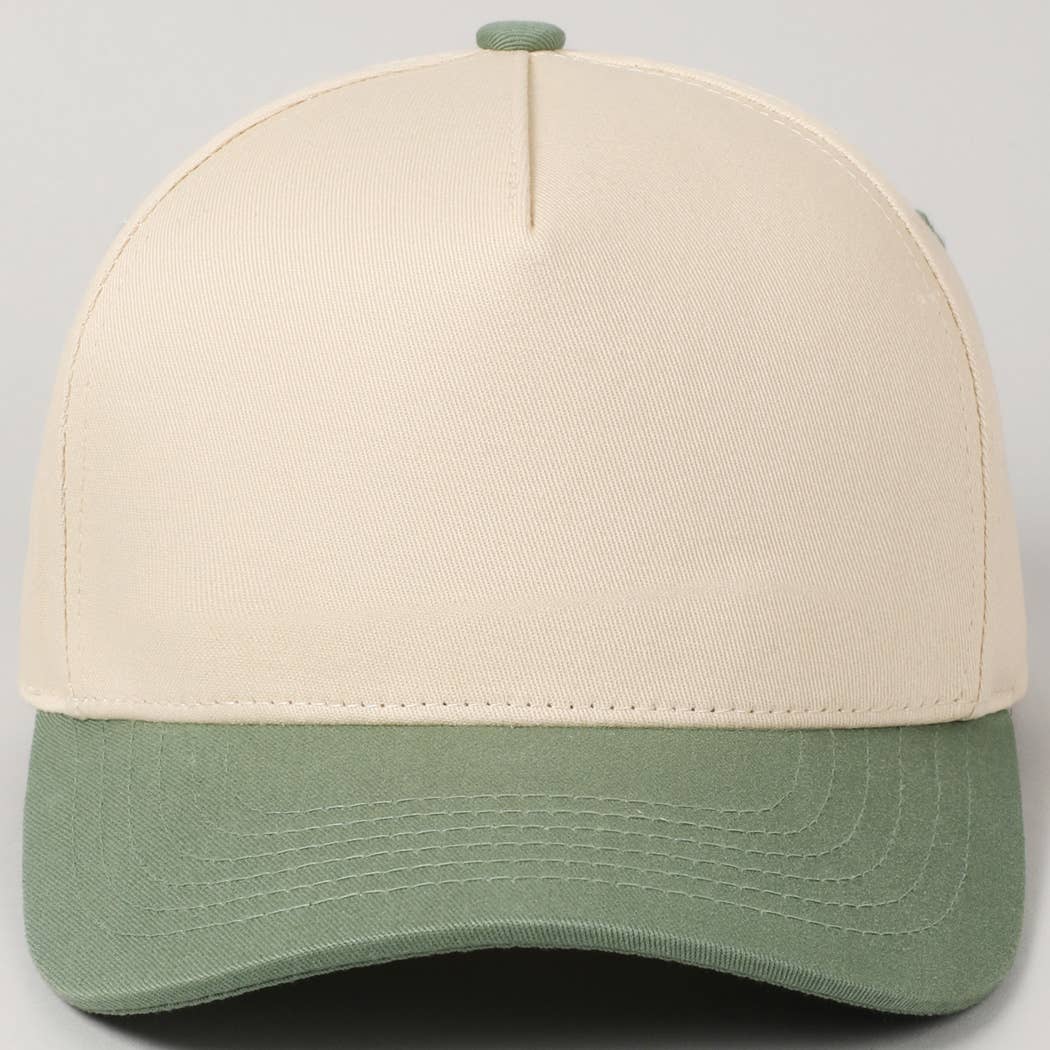 Plain Two Tone Canvas Cotton Baseball Cap : BLK / ONE SIZE