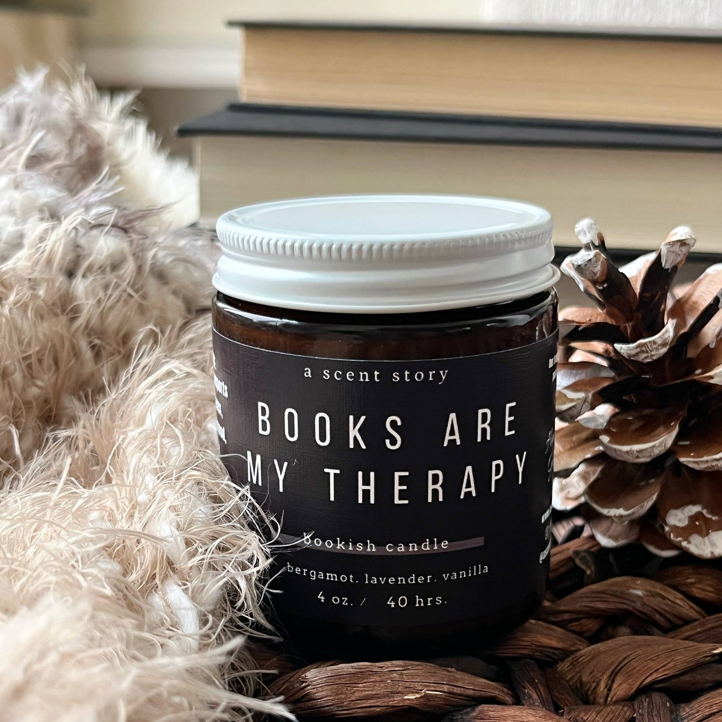 Books Are My Therapy -  Bookish Candle | Book Themed Candle: 4oz