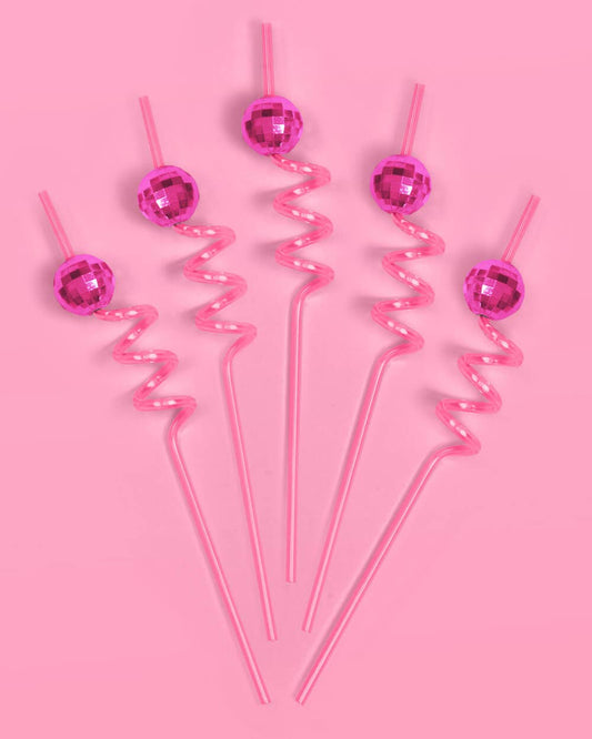Pink Disco Straws, Groovy Bachelorette, 70s Birthday Party