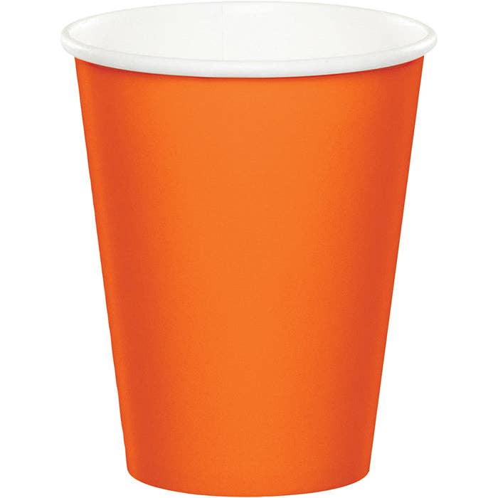 Sunkissed Orange Value 9 oz Hot & Cold Paper Cups, 8/Pkg