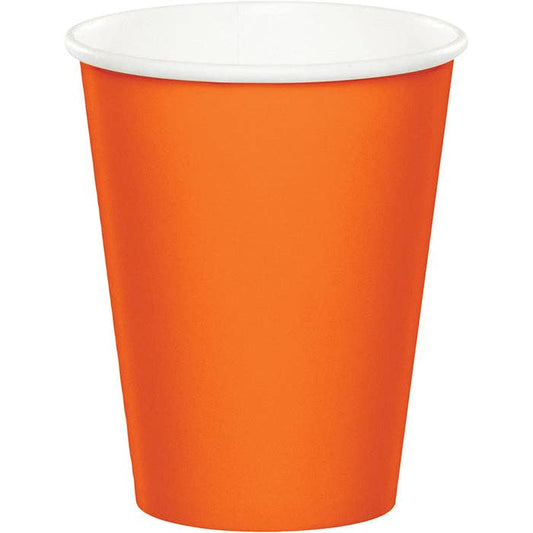Sunkissed Orange Value 9 oz Hot & Cold Paper Cups, 8/Pkg