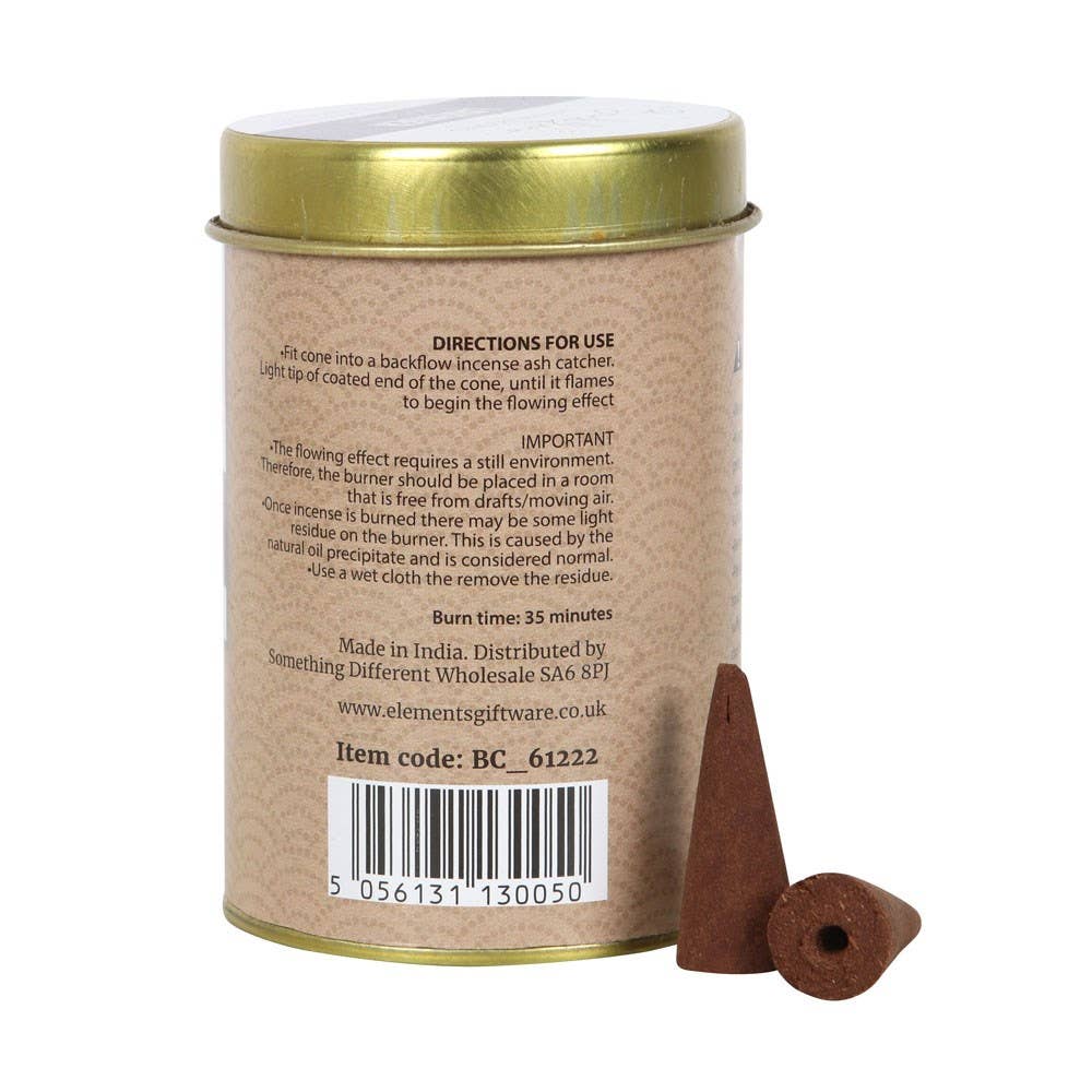 Tin of  Elements Sandalwood Jumbo Backflow Cones