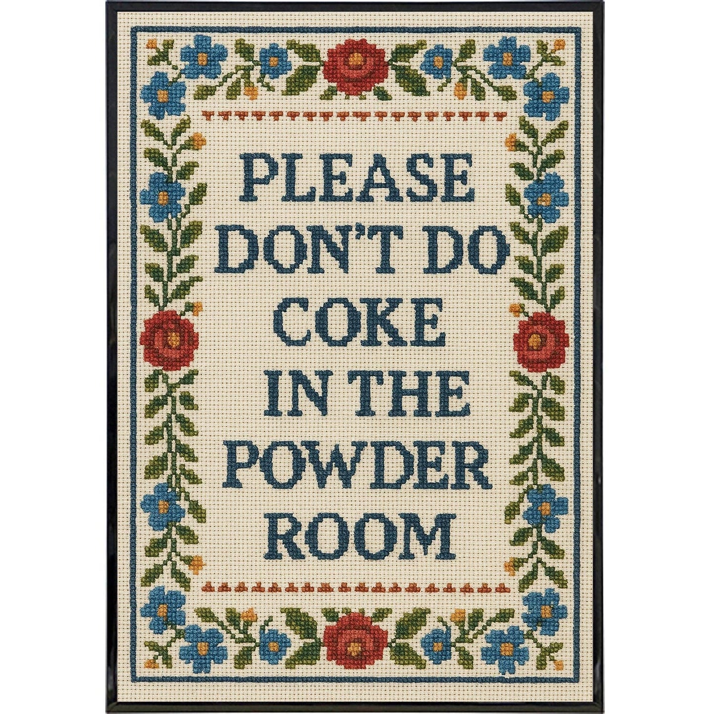 Please Don't Do Coke Needlepoint Poster Print: Framed Print