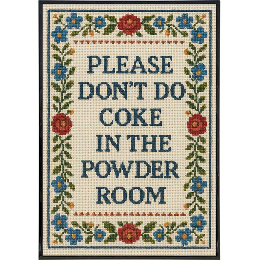 Please Don't Do Coke Needlepoint Poster Print: Framed Print