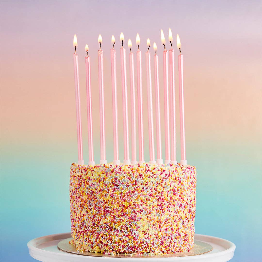 Pink Tall Skinny Wax Candles 12 Pack