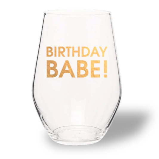 Birthday Babe - Gold Foil Stemless Wine Glass