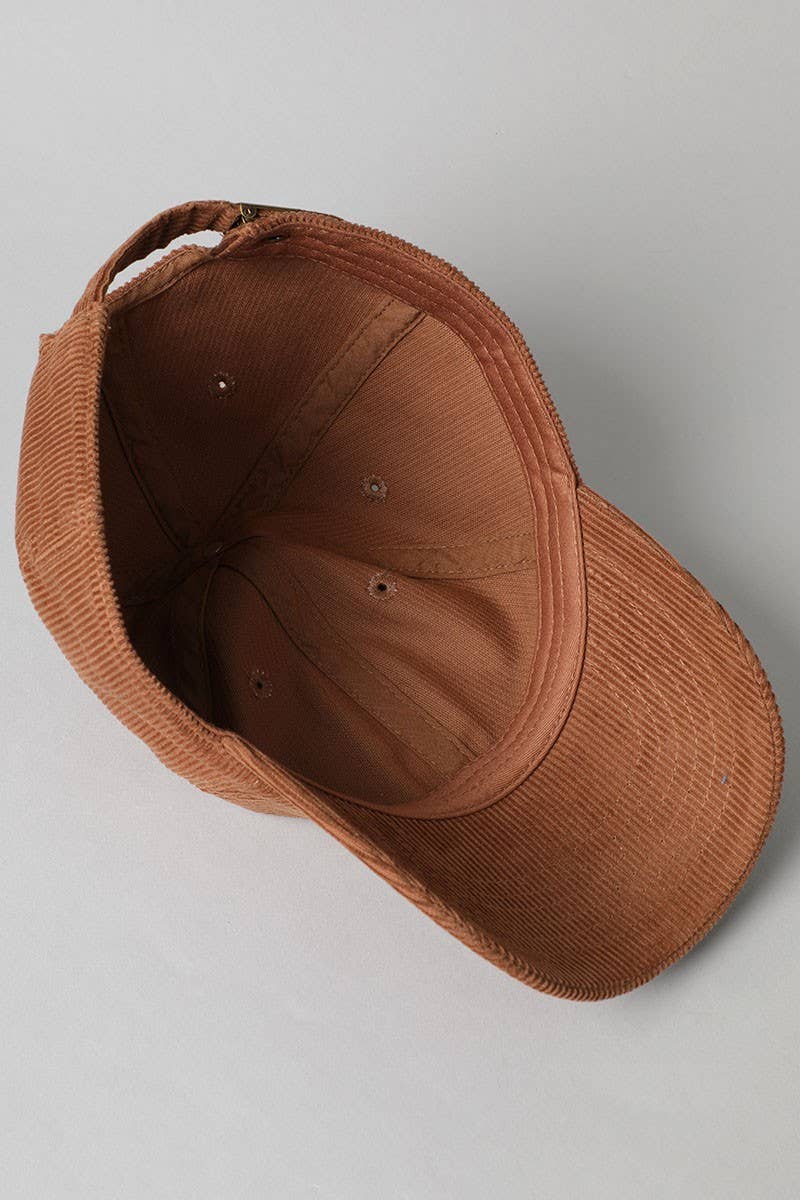 Corduroy Adjustable Cotton Baseball Cap Dad Hat: SMOKEPINK / One Size
