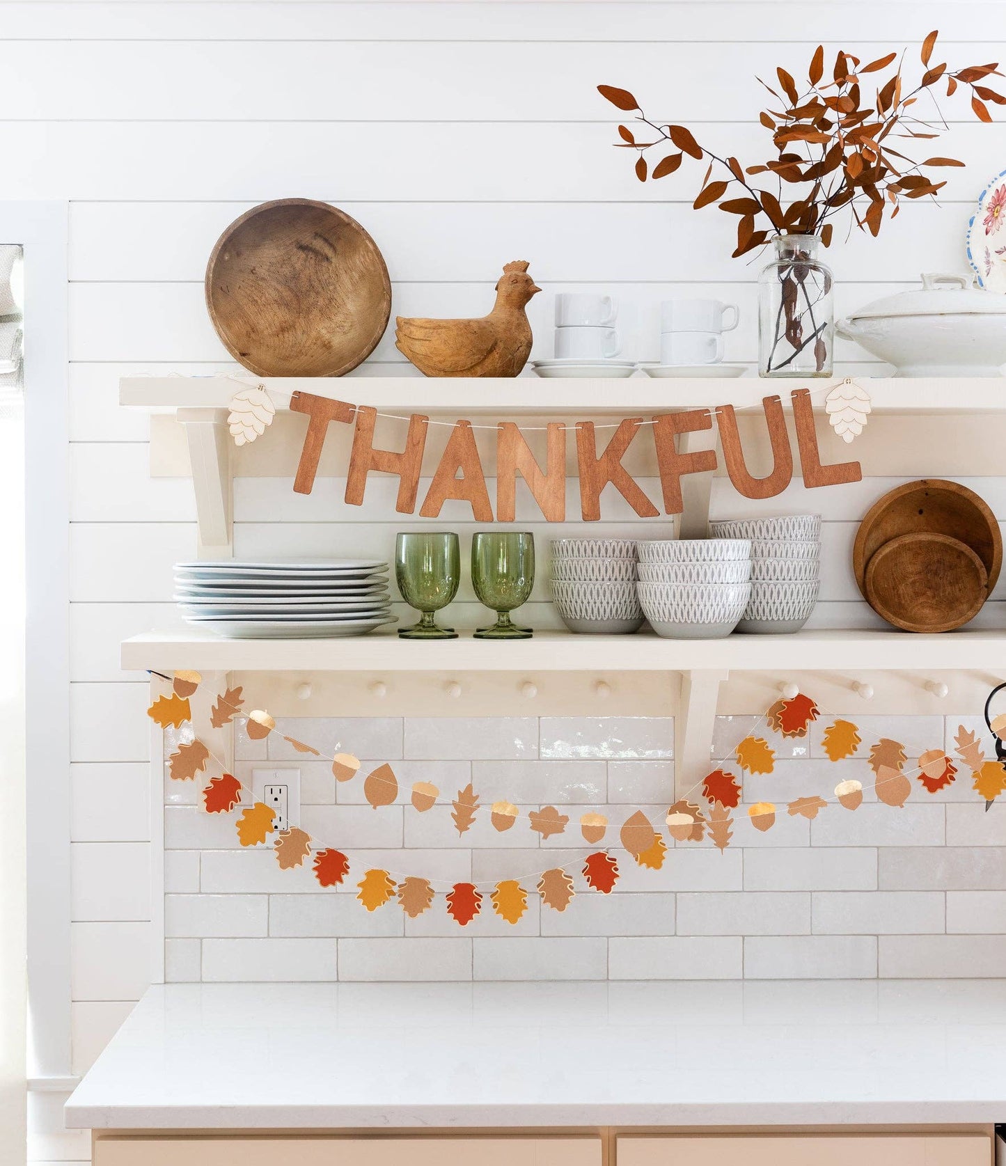 Harvest Wood Thankful Word Banner
