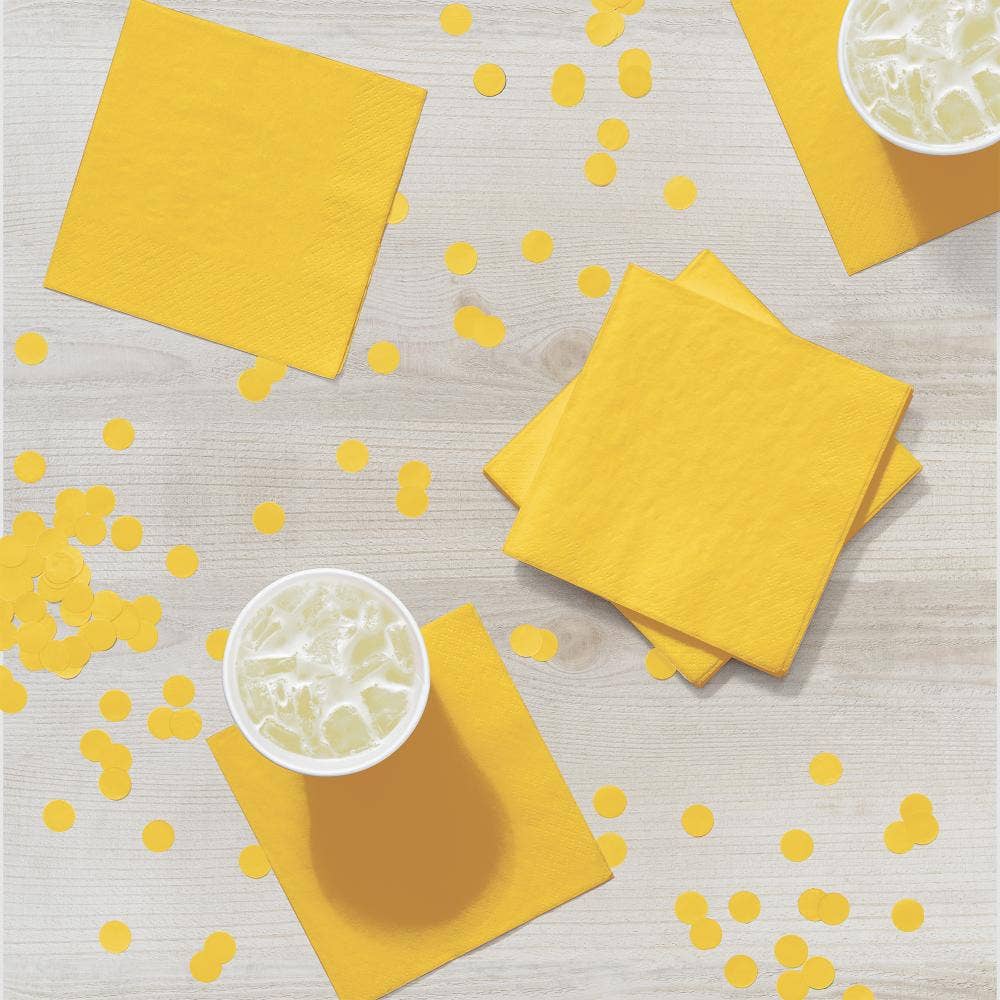 School Bus Yellow Value Friendly Beverage Napkins, 20/Pkg