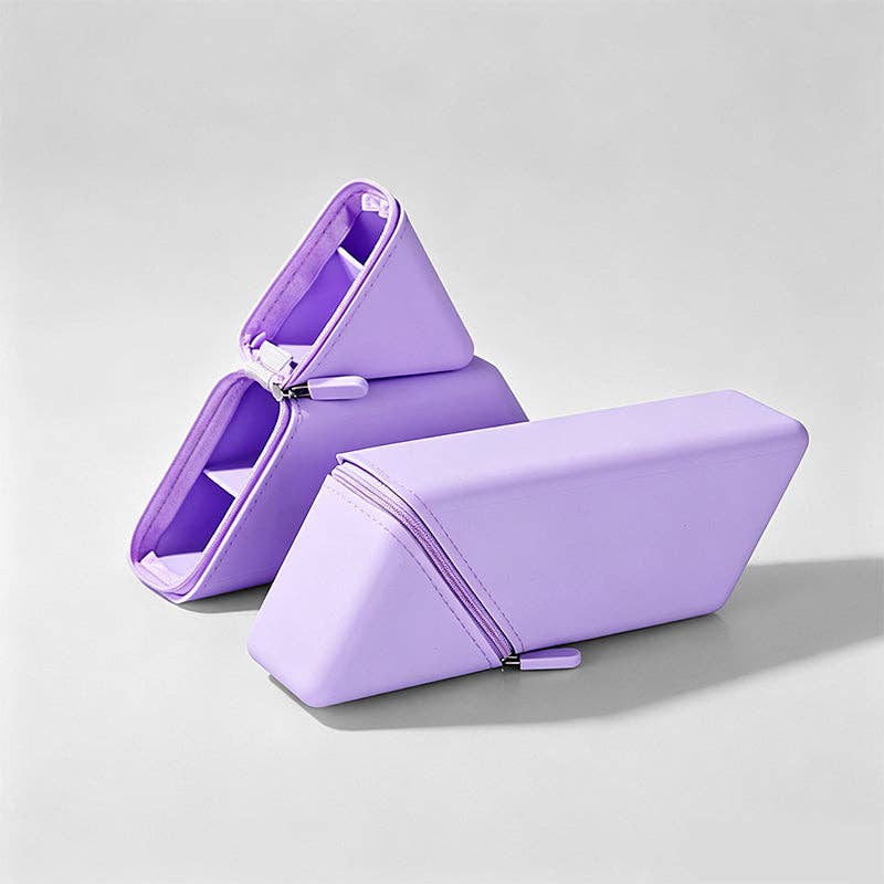 Triangular Standing Silicone Pencil Case: Blue / One Size