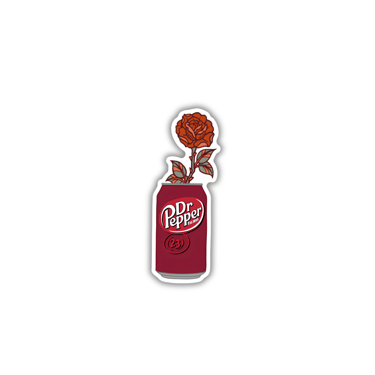 Dr Pepper Rose Sticker – Floral Soda-Inspired